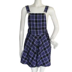ROYAL BONES Skirt, Jr M, Strappy, Purple Plaid, Skater, Bib Front
